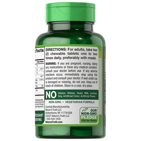 Nature's Truth, Chewable C Plus Wild Rose Hips Tablets Natural Orange Flavor, 1000 Mg, 60 Tabs