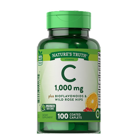 Nature's Truth, Vitamin C Plus Bioflavonoids & Wild Rose Hips Coated Caplets, 1000 Mg, 100 Tabs