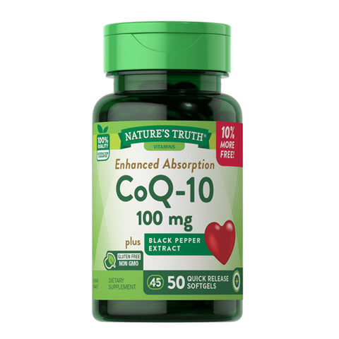 Nature's Truth, Enhanced Absorption CoQ-10 Plus Black Pepper Extract, 100 Mg, 50 Caps