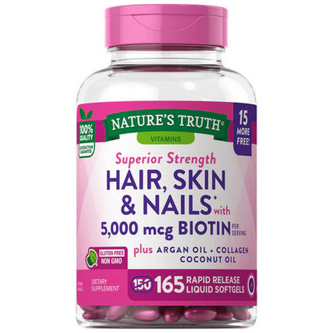 Nature's Truth, Gorgeous Hair - Skin & Nails Gummies Natural Fruit Flavor, 165 Caps