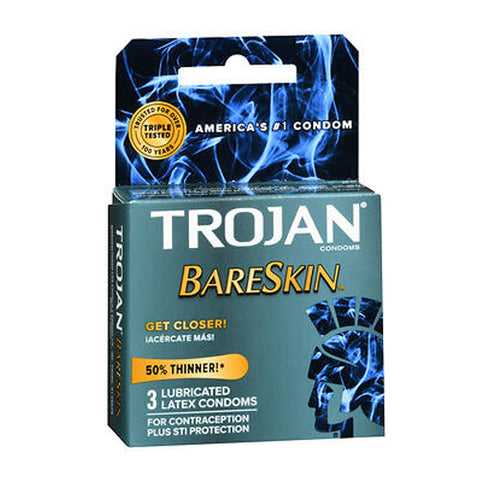 Trojan, BareSkin Lubricated Premium Latex Condoms, 3 Each