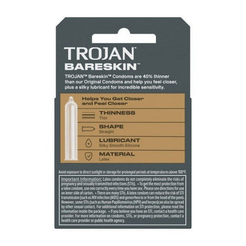 Trojan, Bareskin Lubricated Latex Condoms, 3 Each Trojan