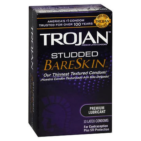 Trojan, Studded BareSkin Latex Condoms, 10 Each
