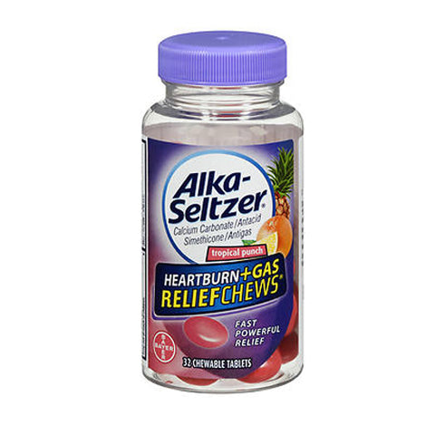 Alka-Seltzer, Heartburn + Gas Relief Chews Tropical Punch, 32 Tabs