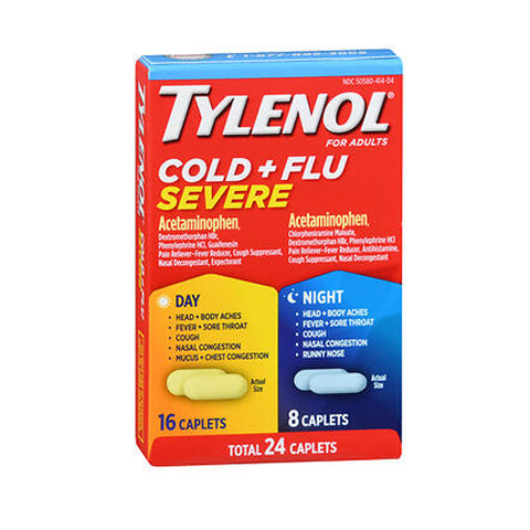 Tylenol, Cold + Flu Severe Day & Night Caplets, 24 Tabs