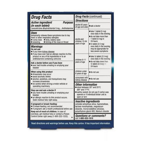 Xyzal, Allergy 24 Hr Levocetirizine Dihydrochloride, 5 Mg, 10 Tabs Xyzal