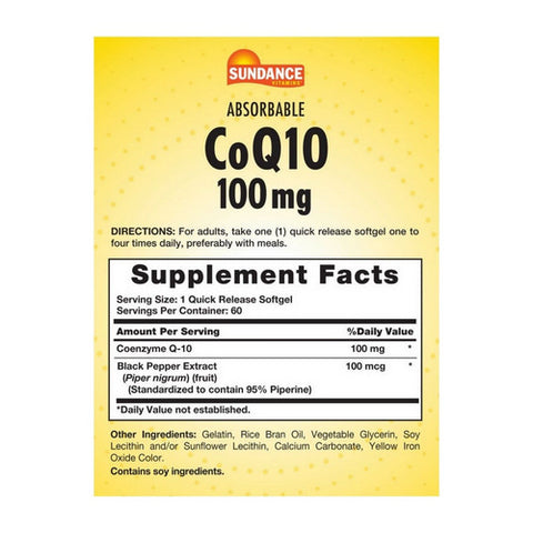 Sundance, Vitamins CoQ 10 Plus Softgels, 100 mg, 60 Tabs