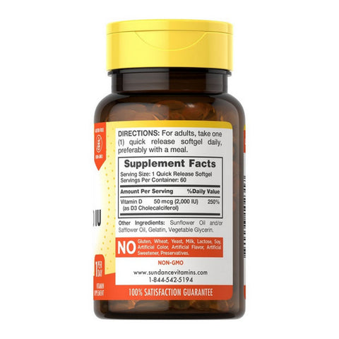 Sundance, D3 Quick Release Softgels, 2000 IU, 60 Tabs