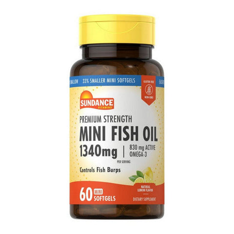 Sundance, Fish Oil Omega-3 Mini Softgels Natural Lemon, 1340 Mg, 60 Tabs Sundance