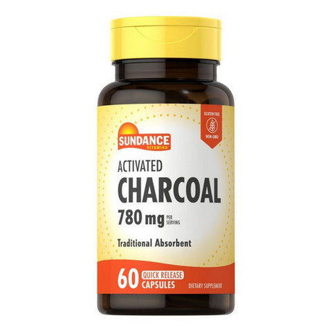 Sundance, Activated Charcoal Quick Release Capsules, 780 Mg, 60 Caps Sundance