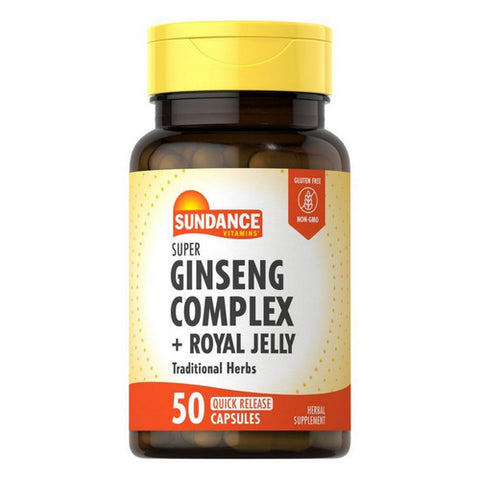 Sundance, Vitamins Super Ginseng Complex Plus Royal Jelly Quick Release Capsules, 50 Caps