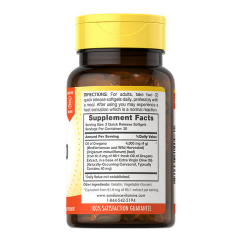 Sundance, Vitamins Oil Of Oregano Quick Release Softgels, 1500 mg, 60 Caps