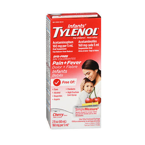 Tylenol, Infants Pain + Fever Oral Suspension Dye Free Cherry, 2 Oz