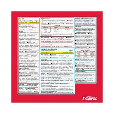 Tylenol, Infants' Pain + Fever Acetaminophen Oral Suspension Dye Free Cherry, 160 Mg, 2 Oz Tylenol