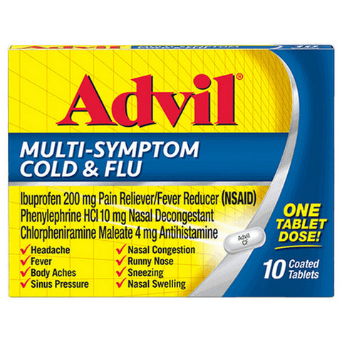Advil, Multi-Symptom Cold & Flu Coated Tablets, 10 Tabs