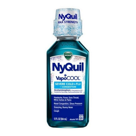 NyQuil, Severe+ Vapocool Cold & Flu Liquid, 12 Oz