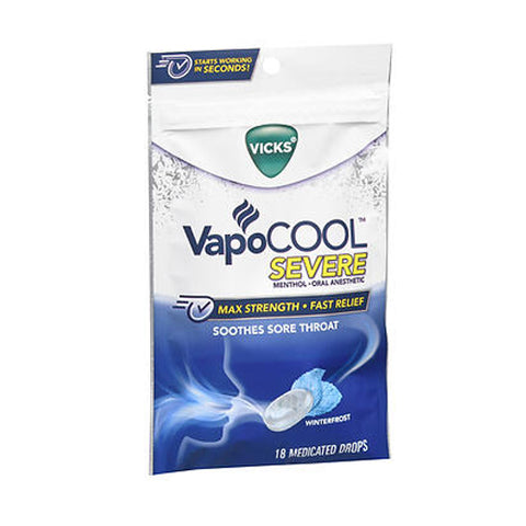 Vicks, Vapocool Severe Medicated Drops Winterfrost, 18 Each