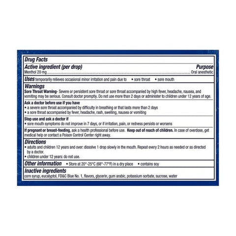 Vicks, Vapocool Severe Menthol Oral Anesthetic Medicated Drops Winterfrost, 18 Each Vicks
