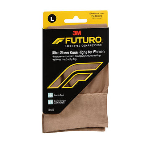 Futuro, Lifestyle Compression Ultra Sheer Knee Highs for Women, Large, 1 Each