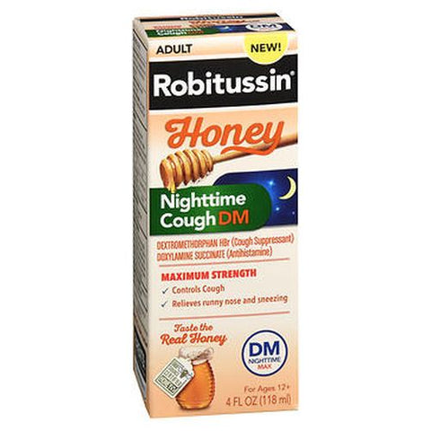 Robitussin, Adult Honey Nighttime Cough DM, 4 Oz