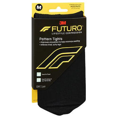 Futuro, Lifestyle Compression Pattern Tights Moderate, Medium Black, 1 Each
