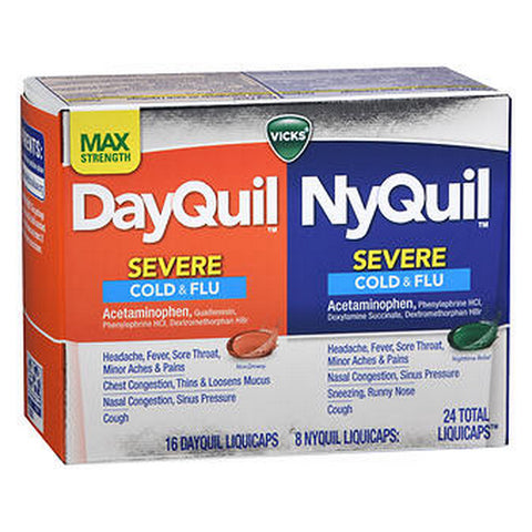 DayQuil, Nyquil Severe Cold & Flu Liquicaps, 24 Tabs