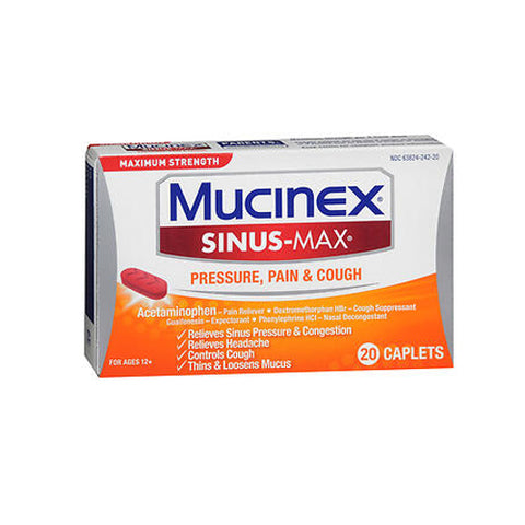 Mucinex, Sinus-Max Pressure - Pain & Cough Caplets, 20 Caps