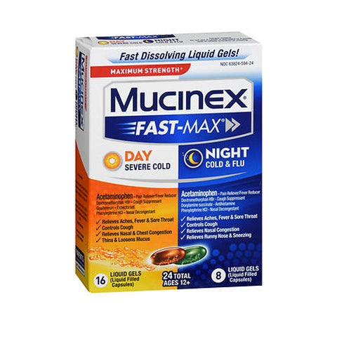 Mucinex, Fast-Max Day & Night Cold & Flu, 24 Caps