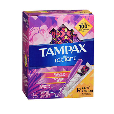 Tampax, Radiant Tampons Regular Unscented, 14 Each
