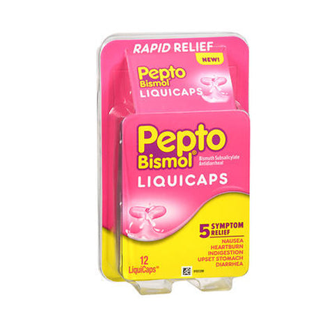 Pepto-Bismol, Diarrhea And Upset Stomach Reliever Liquid Capsules, 12 Count