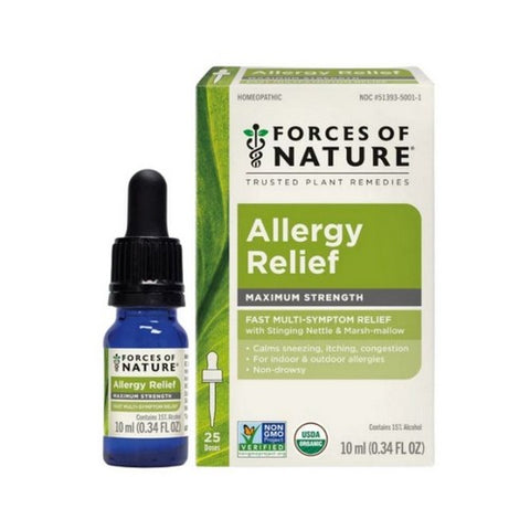 Forces of Nature, Allergy Organic Herbal Medicine Maximum Strength, 10 Ml