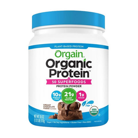 Orgain, Organic Protein Powder Plus 50 Superfoods Creamy Chocolate Fudge, Creamy Chocolate Fudge 1.12 lbs