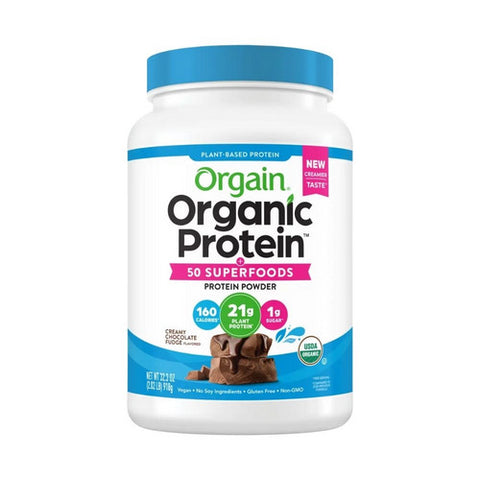 Orgain, Organic Vegan Protein Powder Plus 50 Superfoods Plant Based Creamy Chocolate Fudge, Creamy Chocolate Fudge 2.02 lbs