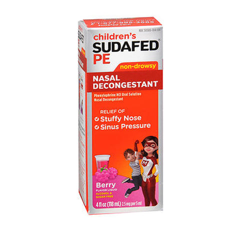 Sudafed Pe, Children's Nasal Decongestant Liquid Berry, 4 Oz