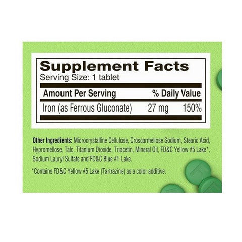 Fergon, Ferrous Gluconate Iron Supplement High Potency, 100 Tabs Fergon