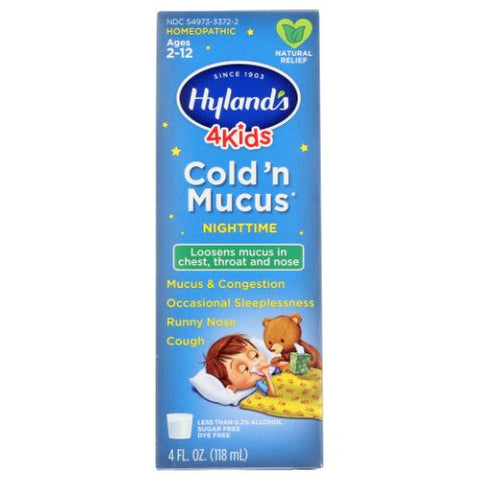 Hylands, 4Kids Cold & Mucus Nighttime, 4 Oz