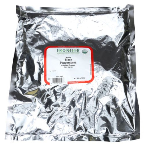 Frontier Coop, Organic Whole Black Peppercorns, 16 Oz