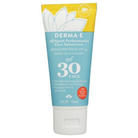 Derma e, All Sport Performance Face Sunscreen SPF 30, 2 Oz Derma e