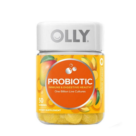 Olly, Probiotic Chewable Gummies For Immune And Digestive Support Tropical Mango, 0, 50 Gummies