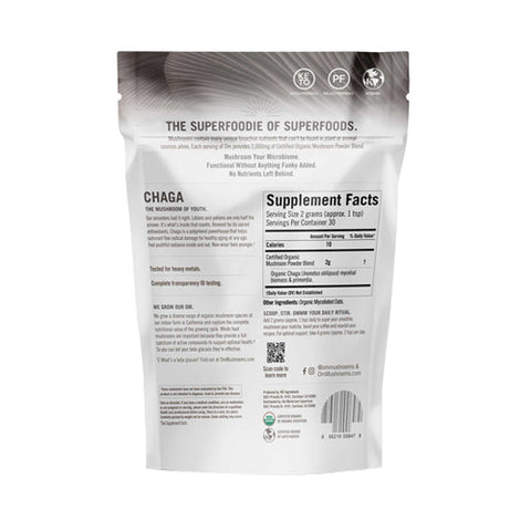 Om Mushrooms, Mushroom Superfood Powder, Chaga 60 Grams