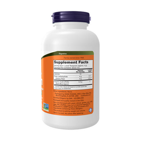 Now Foods, Inulin Prebiotic Pure Powder Organic, 1 lb