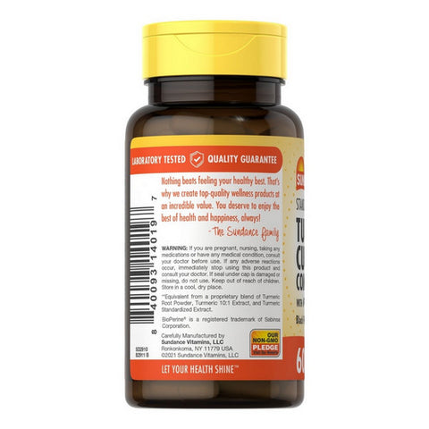 Sundance, Vitamins Standardized Turmeric Curcumin Complex Quick Release Capsules, 1000 mg, 60 Tabs