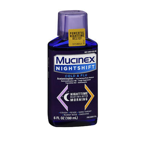 Mucinex, Nightshift Cold & Flu Liquid, 6 Oz