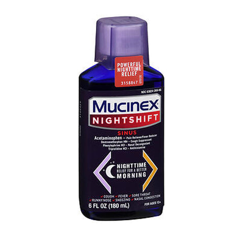 Mucinex, NightShift Sinus Liquid, 6 Oz