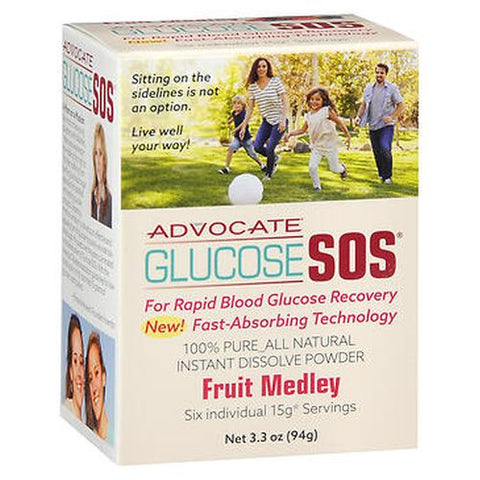 Advocate, Glucose SOS Instant Dissolve Powder, Fruit Medley 3.3 Oz