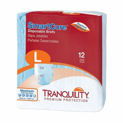Tranquility, Unisex Adult Incontinence Brief Tranquility SmartCore Tab Closure Large, Pack Of 12