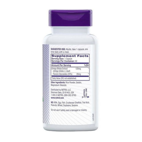 Natrol, Brain Health Ginkgo Biloba, 120 MG, 60 Capsules