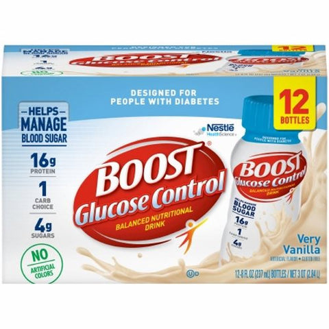 Nestle Healthcare Nutrition, Oral Supplement Boost  Glucose Control  Very Vanilla Flavor 8 oz. Container Bottle Ready to Use, Case Of 4