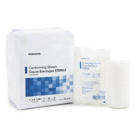 McKesson, Conforming Stretch Gauze Bandages Sterile  4 In X 4 1/10 Yard, Count of 12