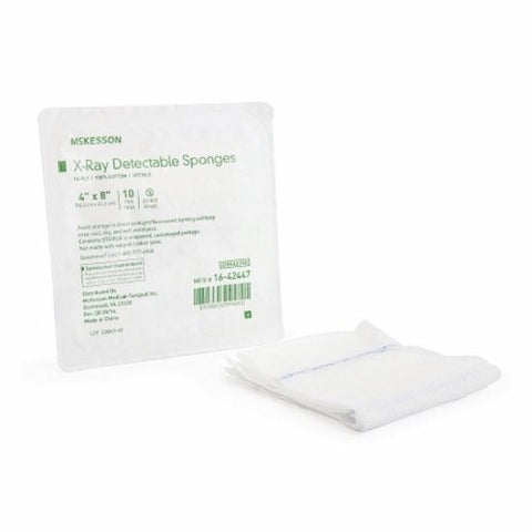 McKesson, X-Ray Detectable Gauze Sponge 16-Ply 4 X 8 Inch, Count of 10